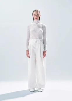 ISSEY MIYAKE Top|Chiffon Twist Bk/Wt-46