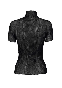 ISSEY MIYAKE Top|Chiffon Twist Bk/Wt-46
