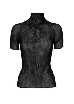 ISSEY MIYAKE Top|Chiffon Twist Bk/Wt-46