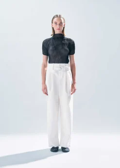 ISSEY MIYAKE Top|Chiffon Twist Bk/Wt-46