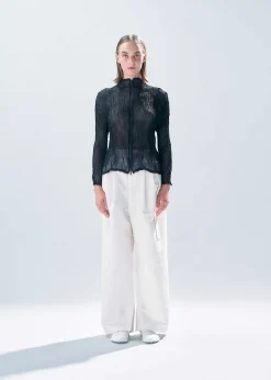 ISSEY MIYAKE Cardigan|Chiffon Twist Bk/Wt-46