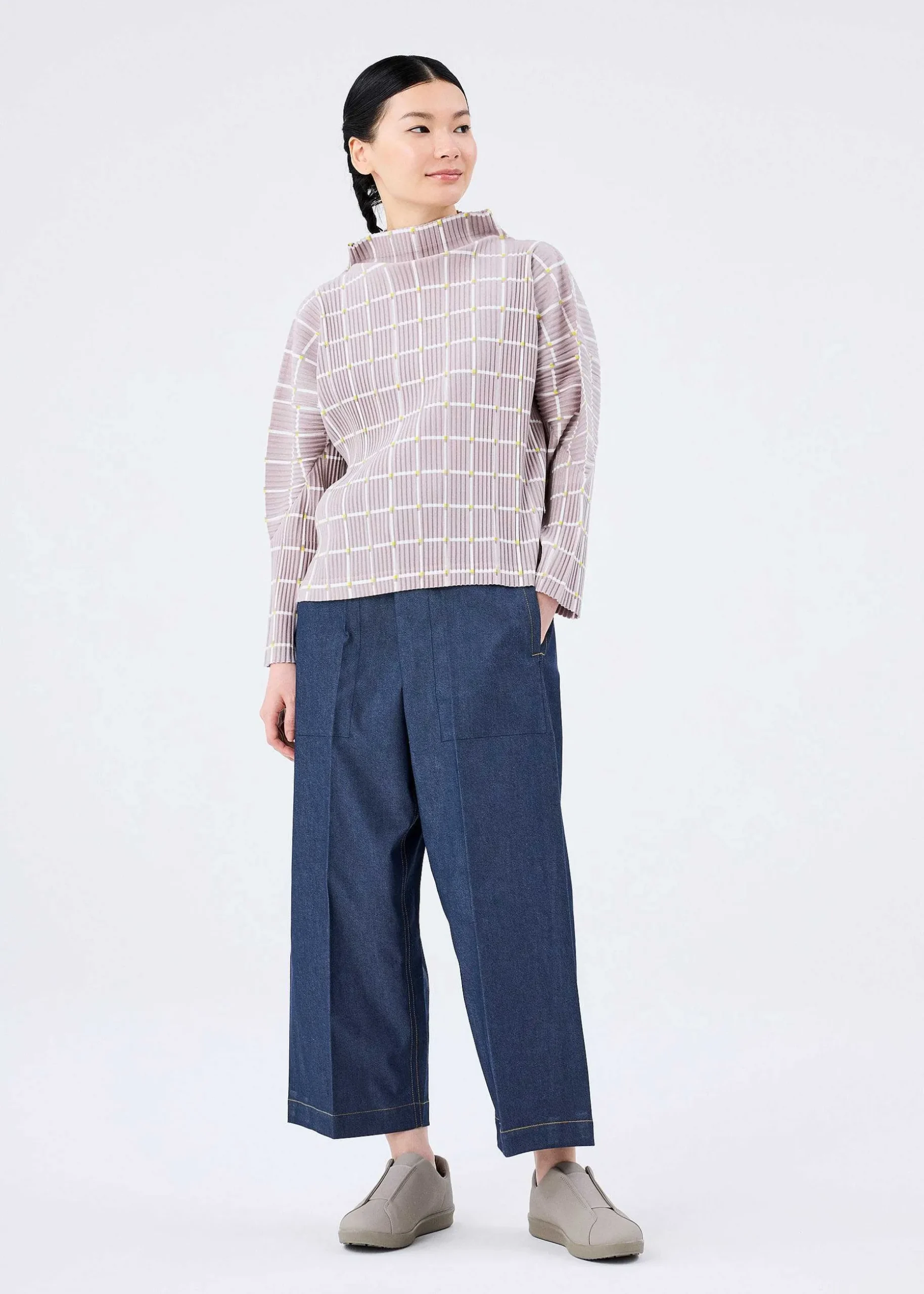 ISSEY MIYAKE Top|Color Stick Suede Like Pleats