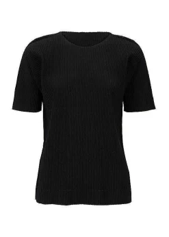 ISSEY MIYAKE Top|Fine Knit Pleats Black