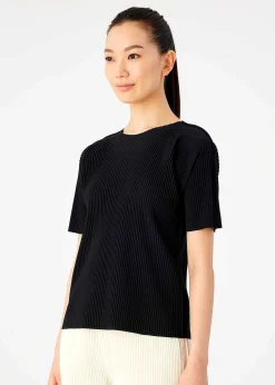 ISSEY MIYAKE Top|Fine Knit Pleats Black