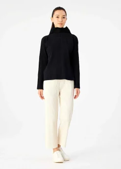 ISSEY MIYAKE Top|Fine Knit Pleats Black