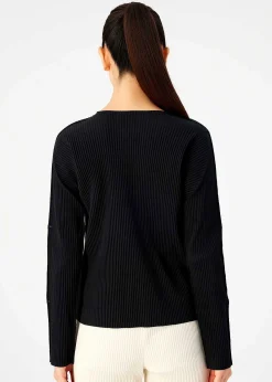 ISSEY MIYAKE Top|Fine Knit Pleats Black