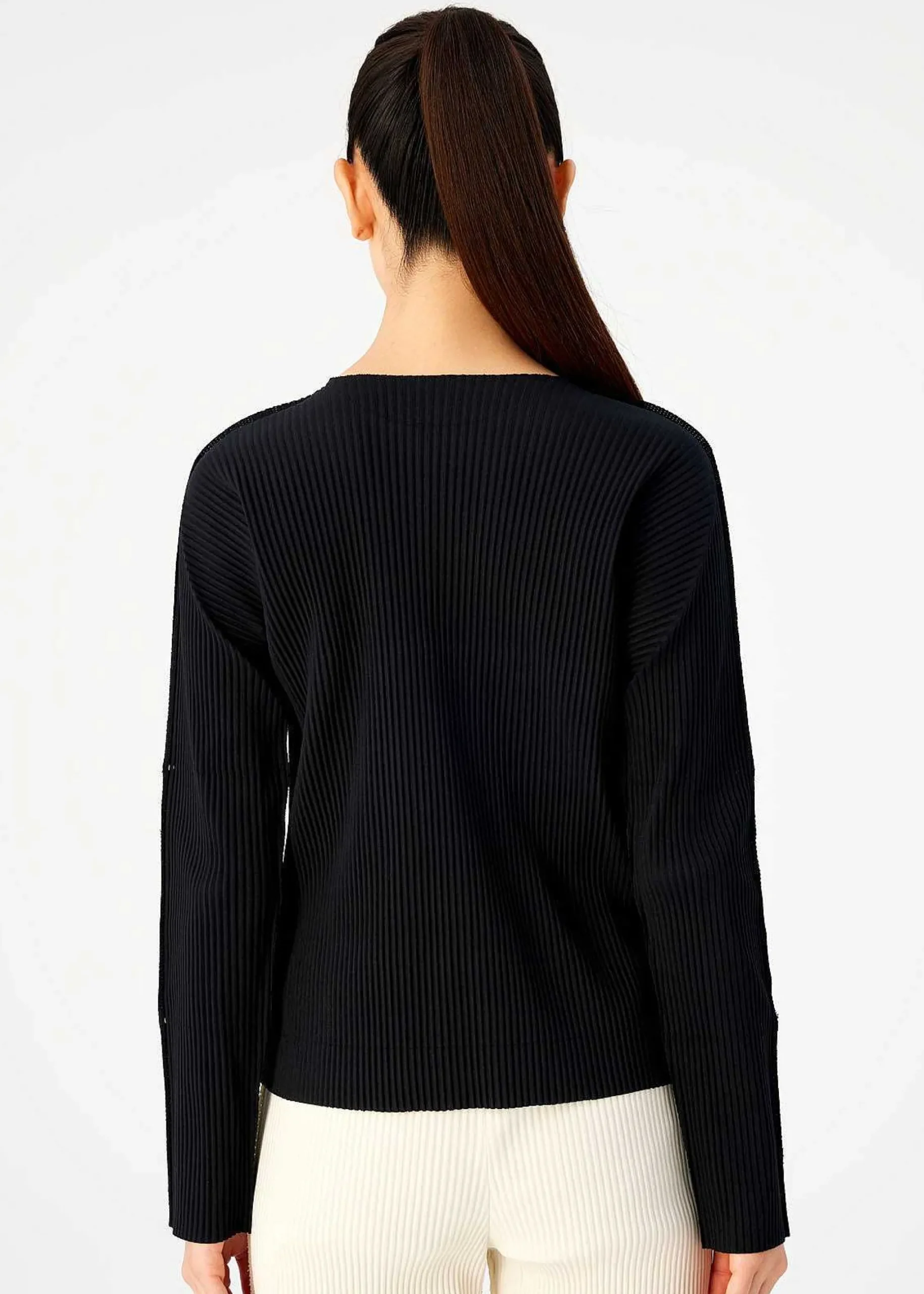 ISSEY MIYAKE Top|Fine Knit Pleats Black