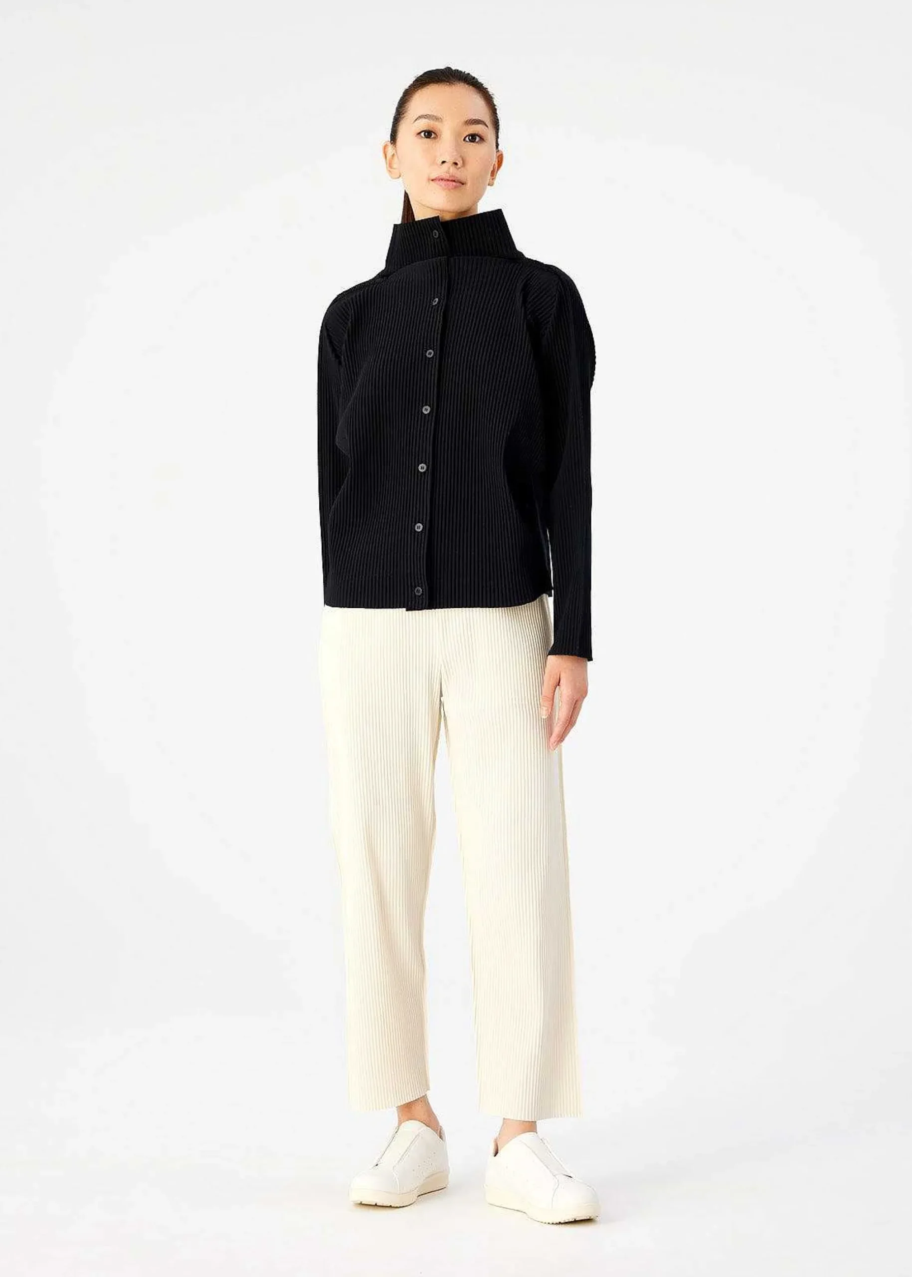 ISSEY MIYAKE Cardigan|Fine Knit Pleats Black