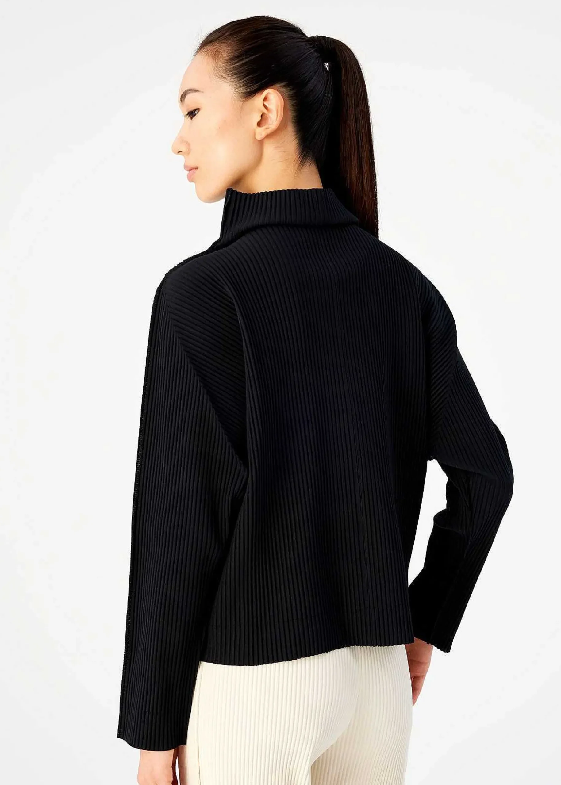 ISSEY MIYAKE Cardigan|Fine Knit Pleats Black