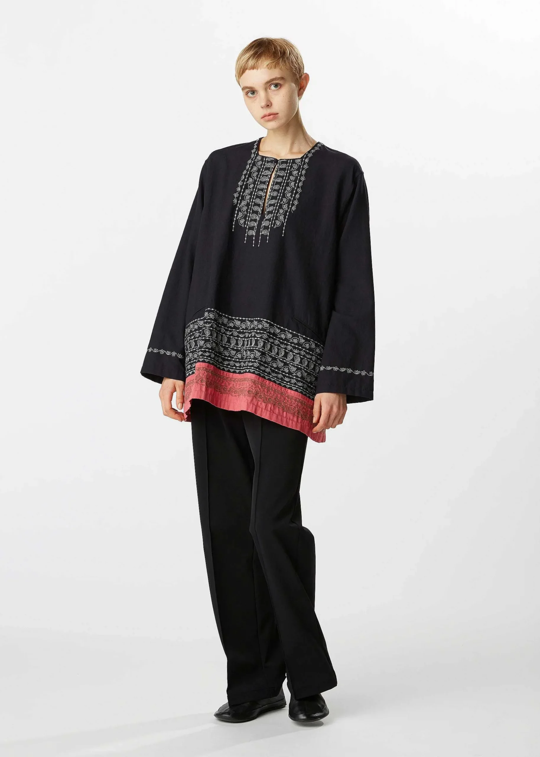 ISSEY MIYAKE Top|Floral Border