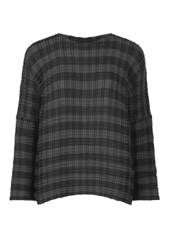 ISSEY MIYAKE Top|Gingham Check Pleats Shirt
