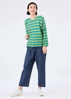 ISSEY MIYAKE Top|Gingham Check Pleats Shirt