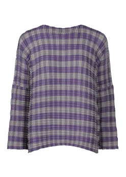ISSEY MIYAKE Top|Gingham Check Pleats Shirt