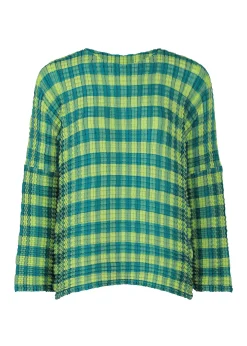 ISSEY MIYAKE Top|Gingham Check Pleats Shirt