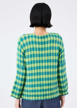 ISSEY MIYAKE Top|Gingham Check Pleats Shirt