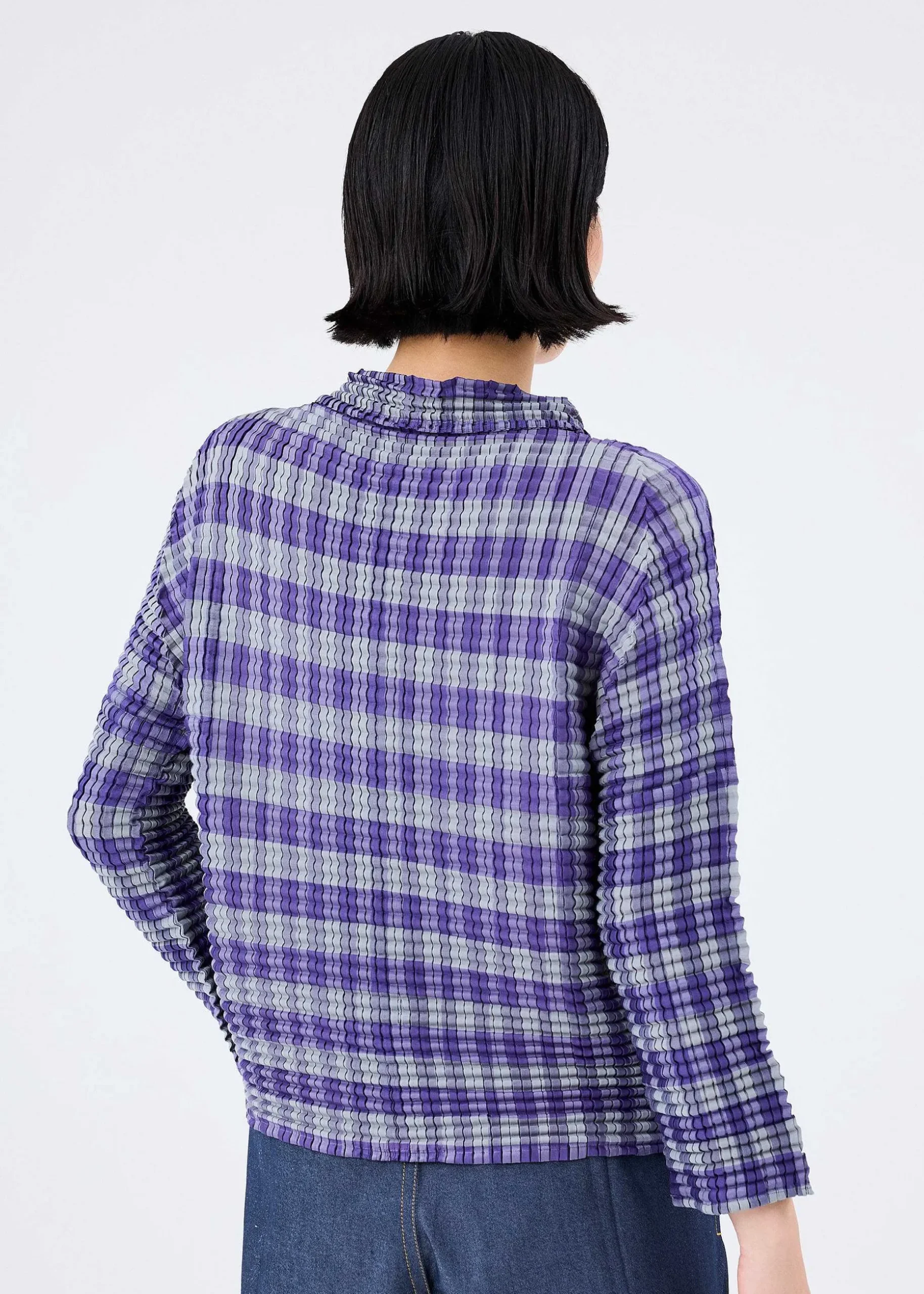 ISSEY MIYAKE Cardigan|Gingham Check Pleats Shirt