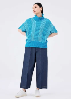 ISSEY MIYAKE Top|Gingham Stripe Cauliflower