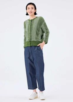 ISSEY MIYAKE Cardigan|Gingham Stripe Cauliflower
