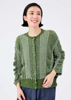 ISSEY MIYAKE Cardigan|Gingham Stripe Cauliflower