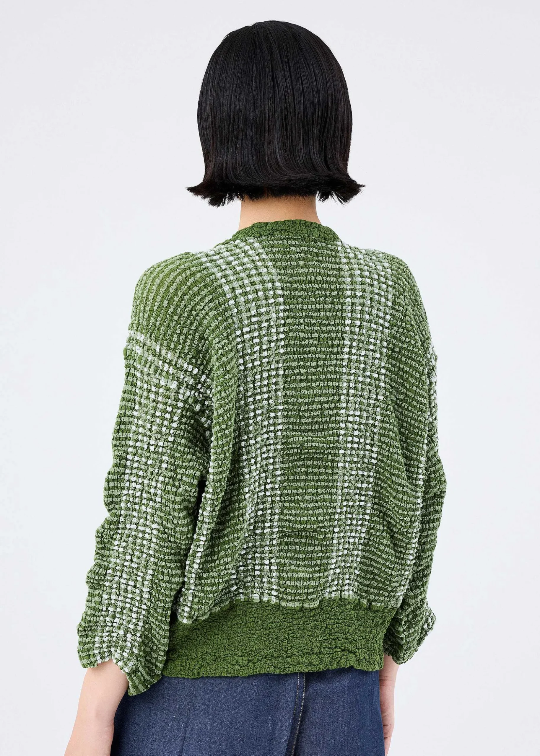 ISSEY MIYAKE Cardigan|Gingham Stripe Cauliflower