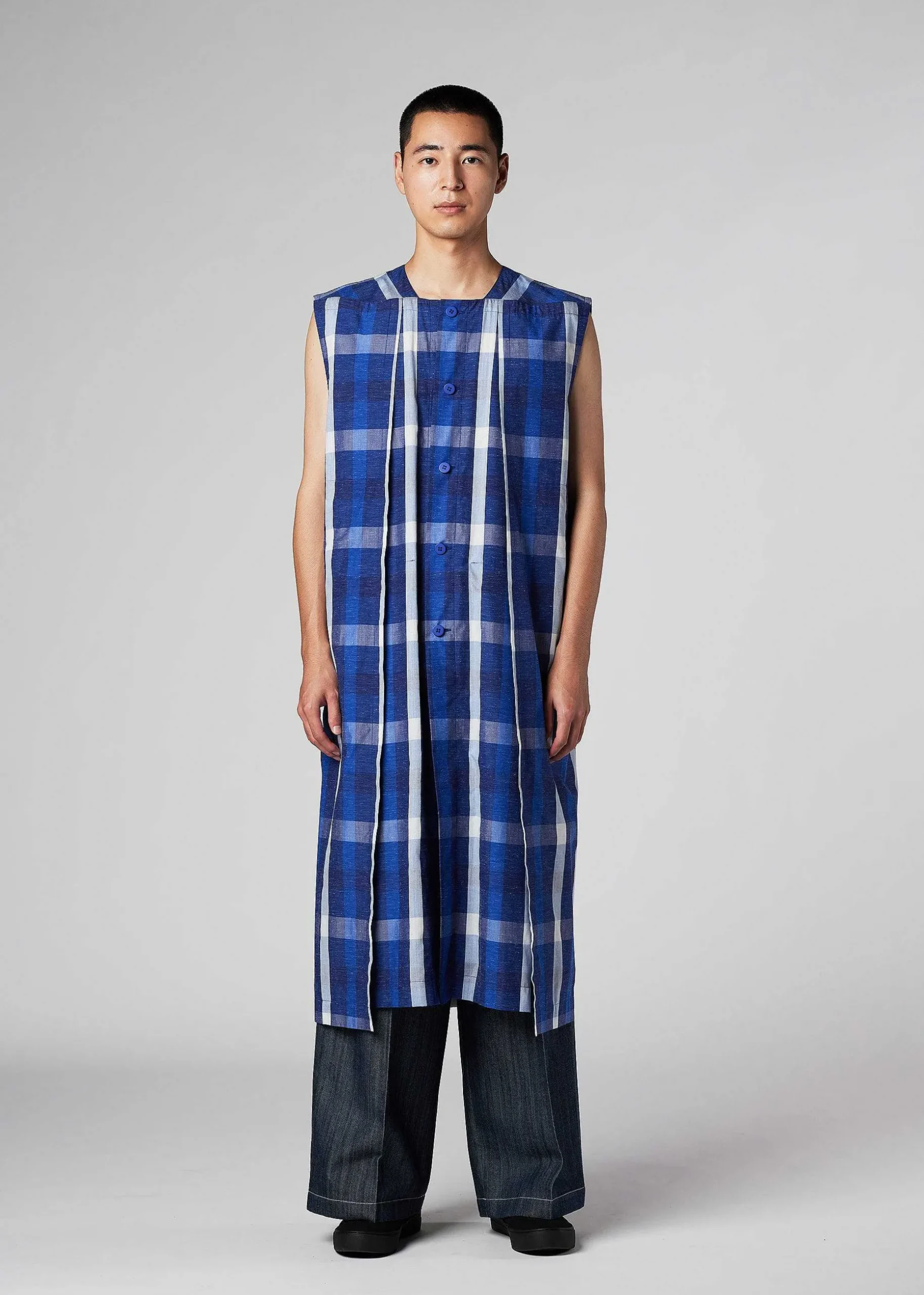 ISSEY MIYAKE Vest|Hybrid Check Shirt