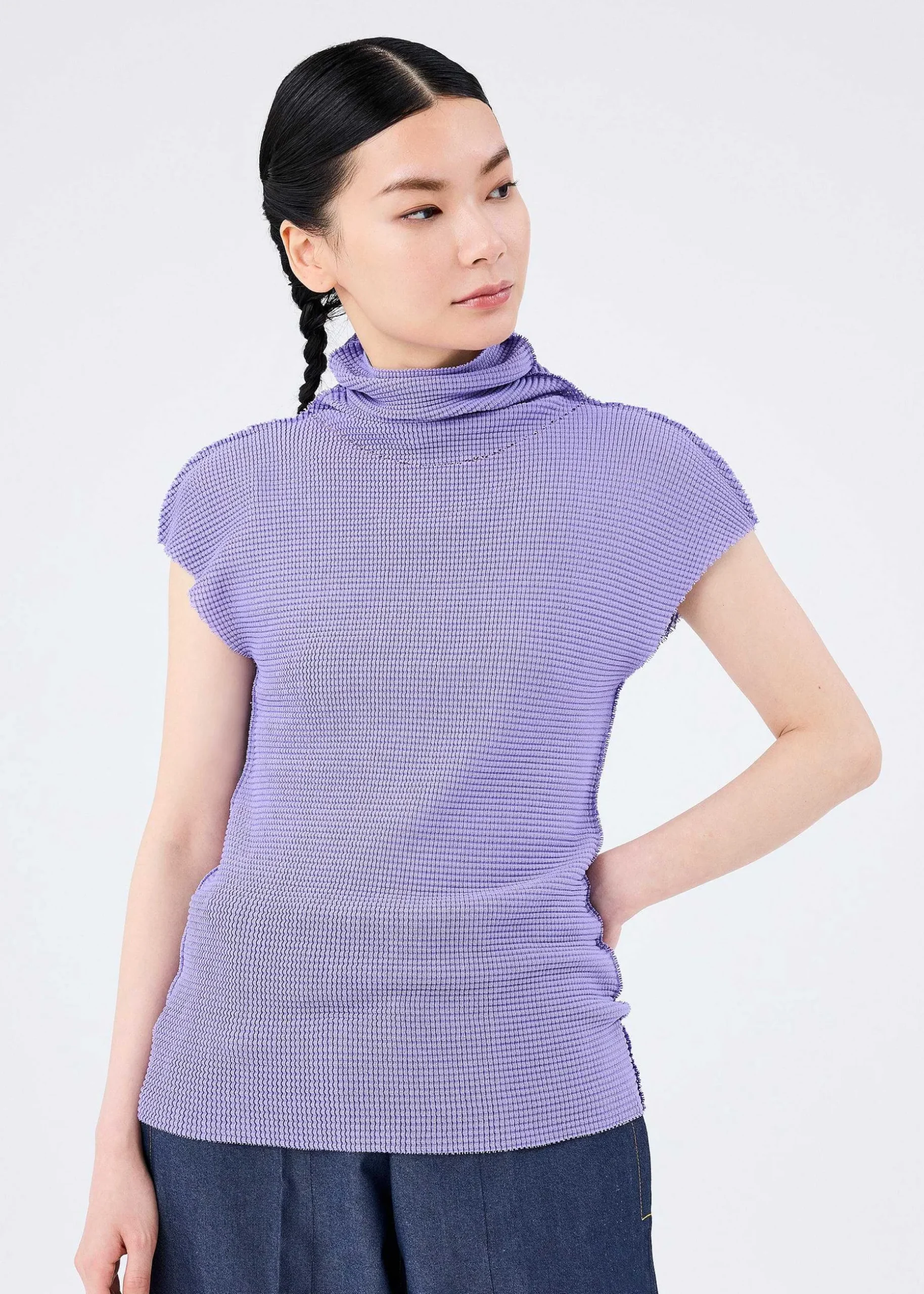 ISSEY MIYAKE Top|Knit Stretch Pleats 1