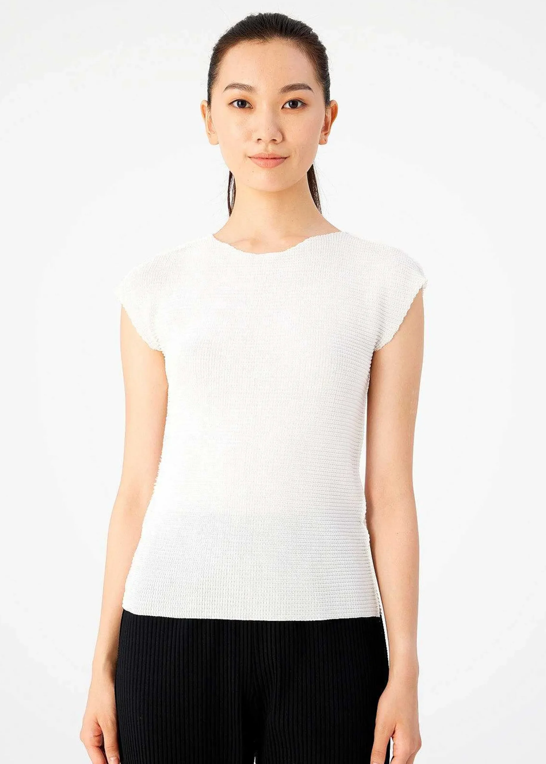 ISSEY MIYAKE Top|Knit Stretch Pleats