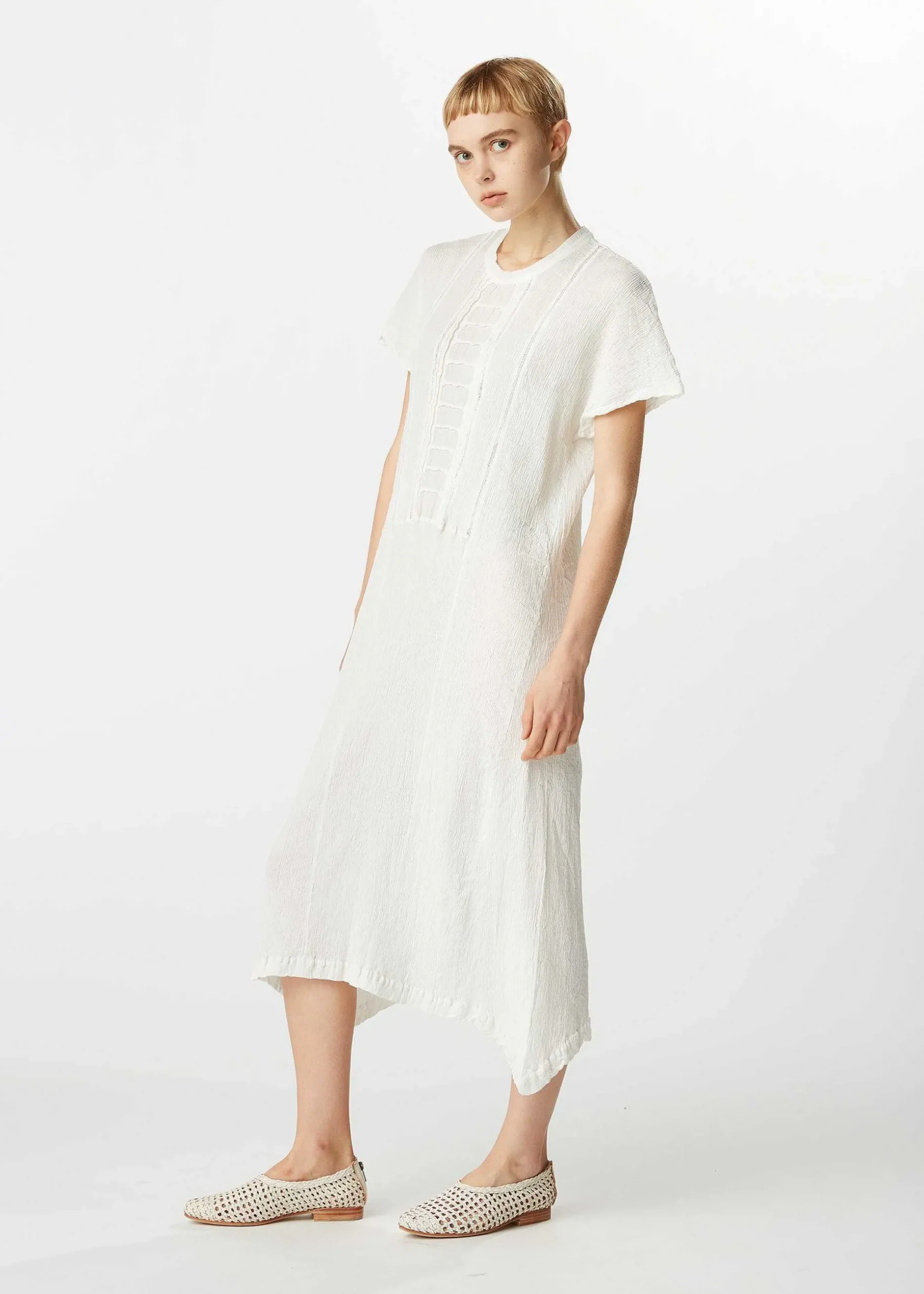 ISSEY MIYAKE Dress|Kyo Chijimi Mesh Stripe