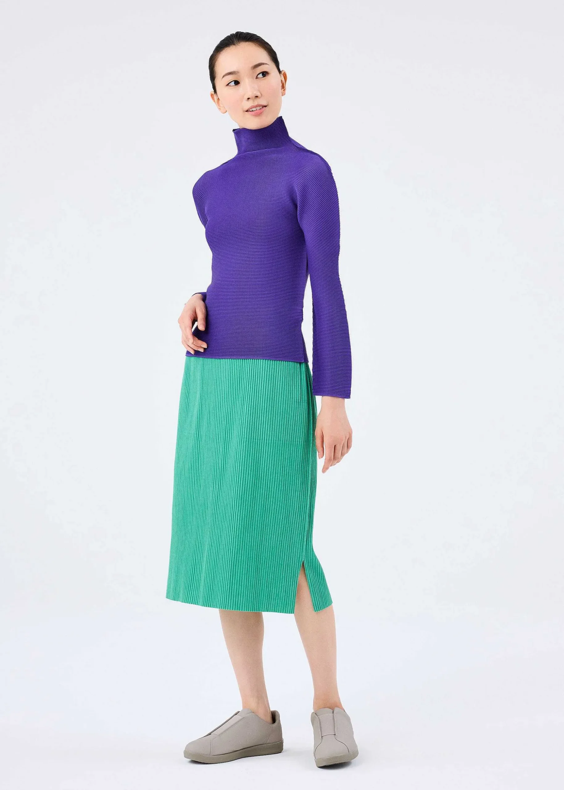ISSEY MIYAKE Skirt|Mix Fine Knit Pleats Bottom
