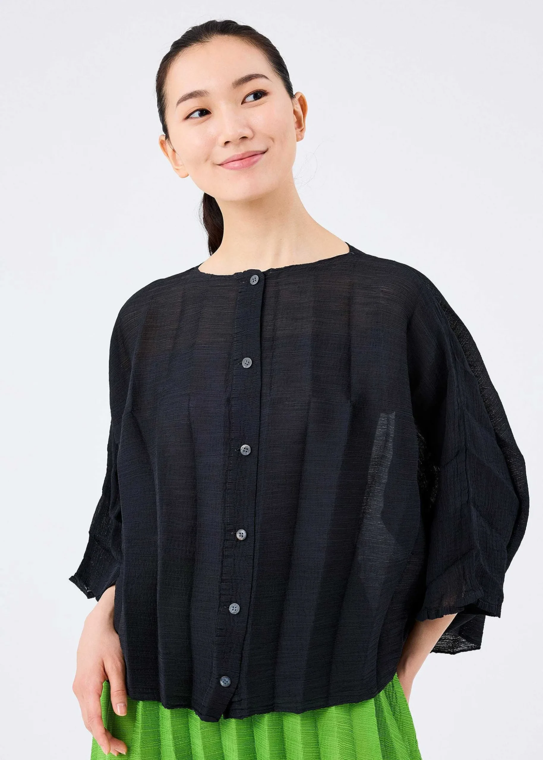 ISSEY MIYAKE Cardigan|Sector See-Through Crepe