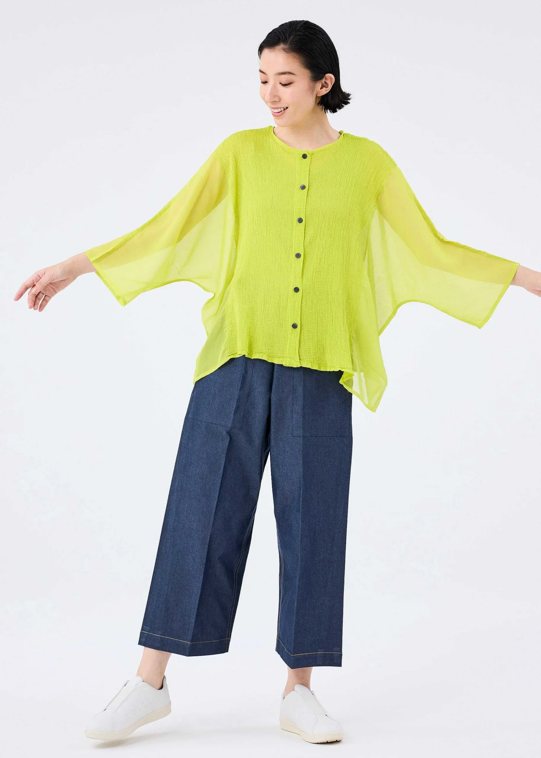 ISSEY MIYAKE Cardigan|Sheer See-Through Crepe
