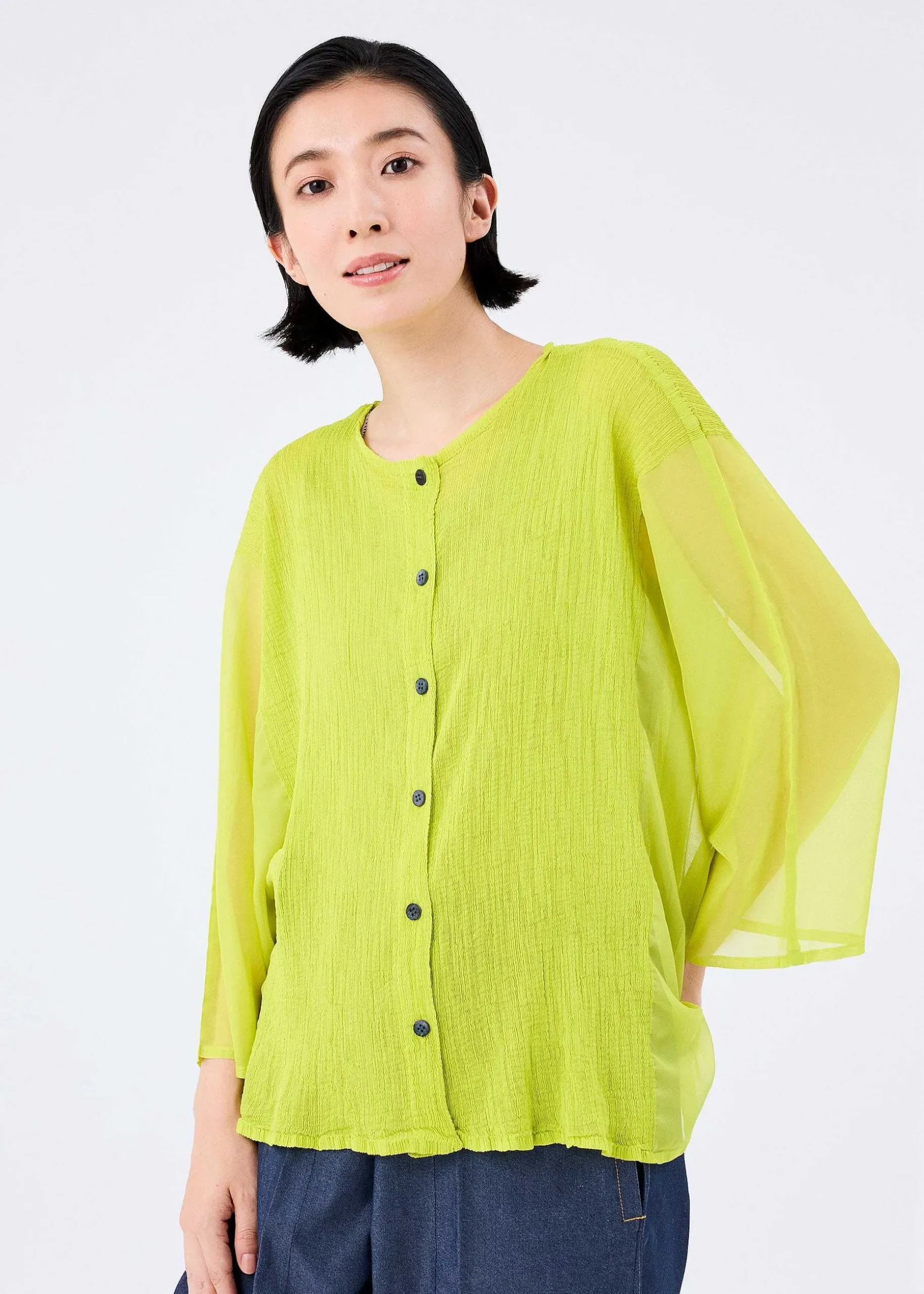 ISSEY MIYAKE Cardigan|Sheer See-Through Crepe