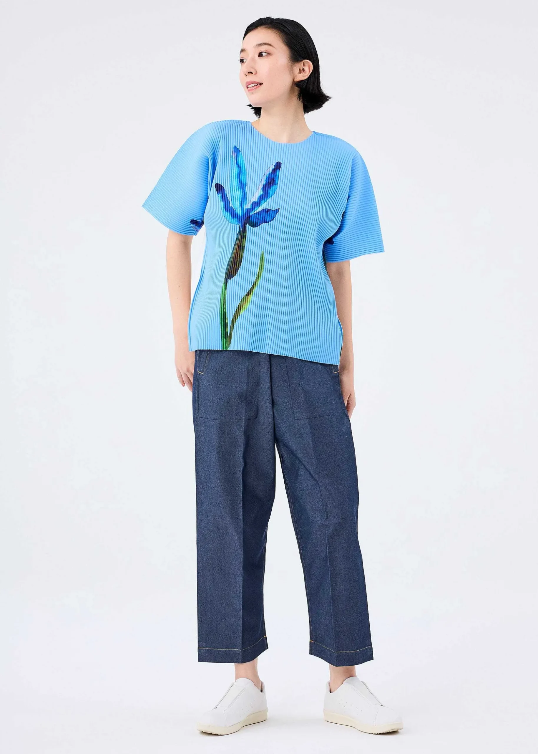 ISSEY MIYAKE Top|Water Flower Fine Knit Pleats T