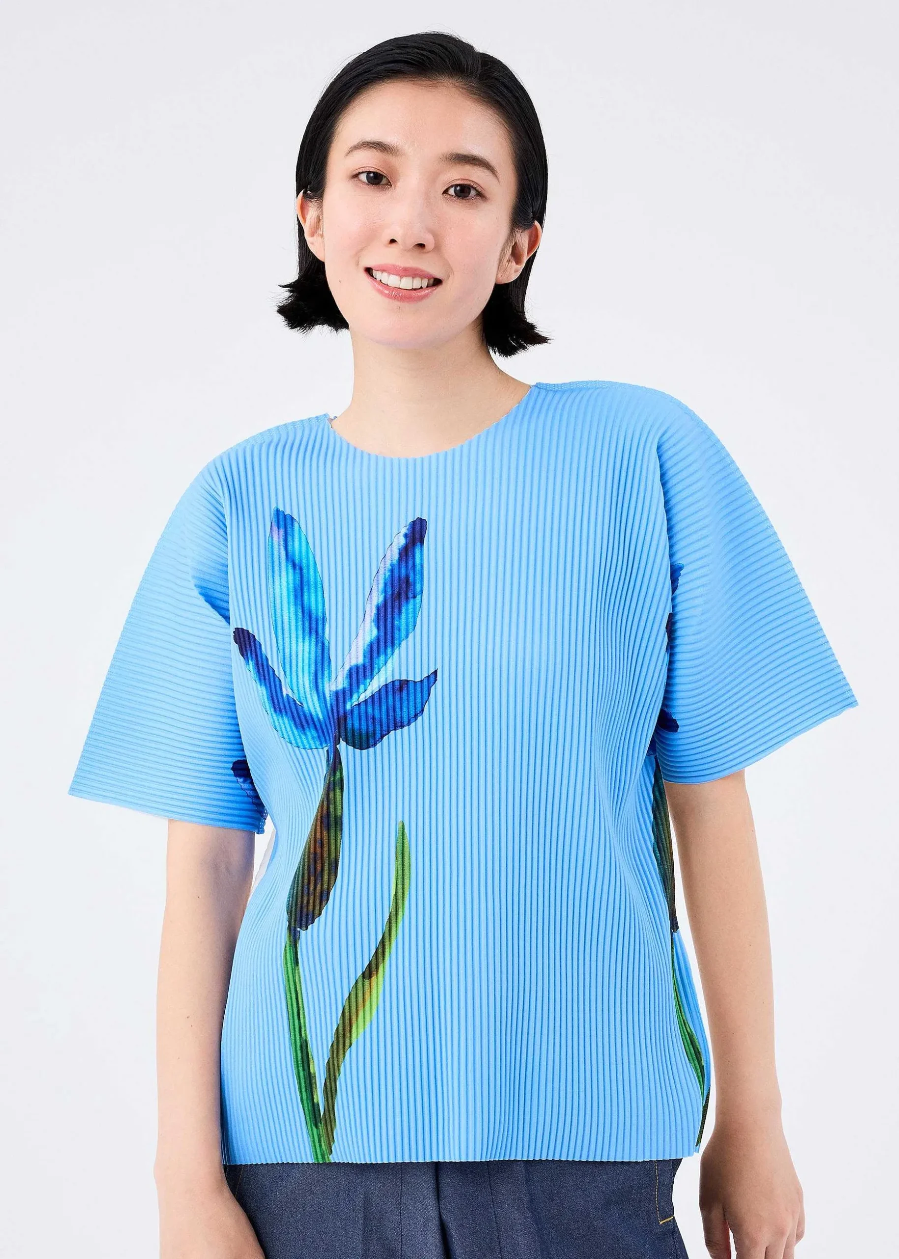 ISSEY MIYAKE Top|Water Flower Fine Knit Pleats T