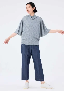 ISSEY MIYAKE Top|Wave Knit Stretch Pleats